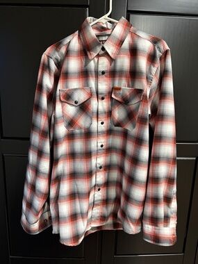 DIXXON Men's Red, Black & White Plaid Button-Down Shirt